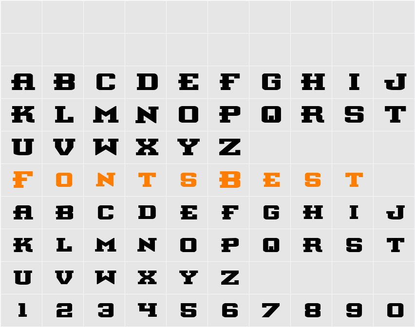 Interceptor Bold Expanded Character Map
