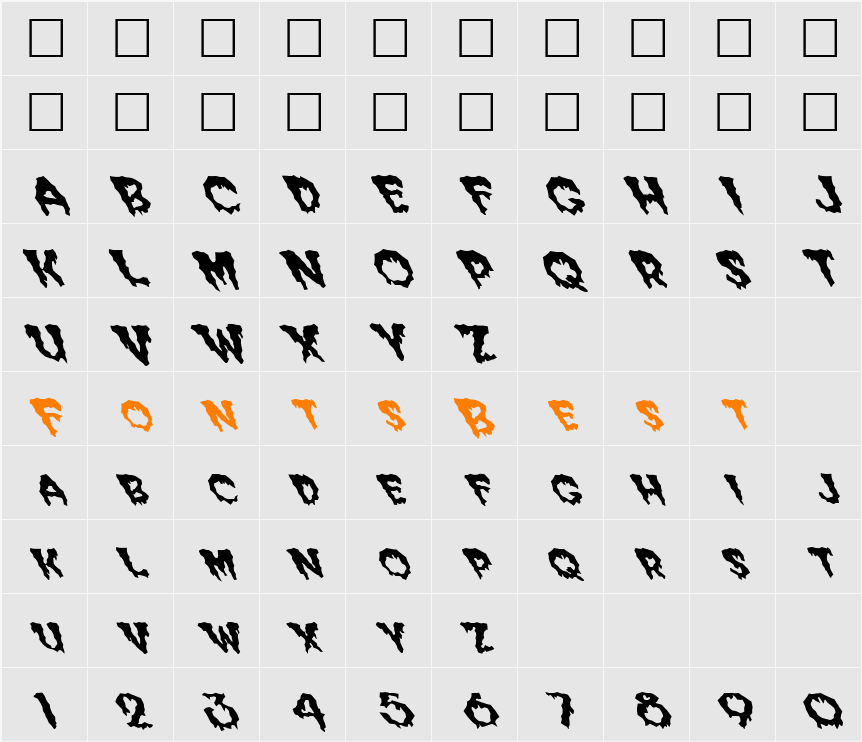 FZ WACKY 39 LEFTY Character Map