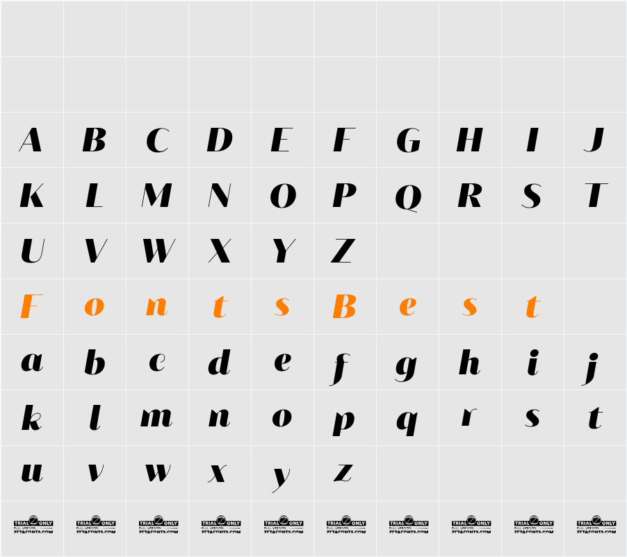 Blacker Sans Display Trial Black Character Map