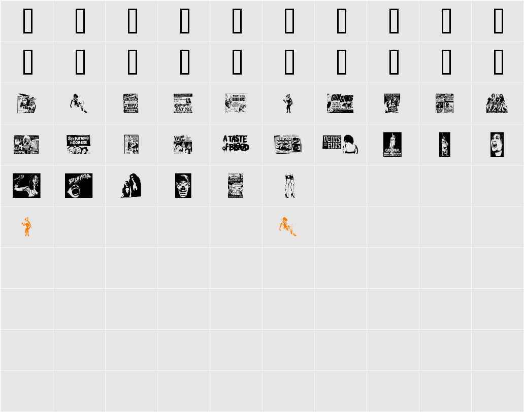 B Movie Dings Character Map