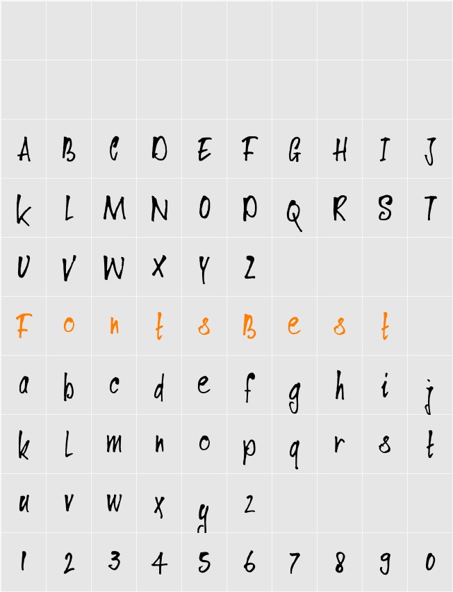 DK Ventana Character Map