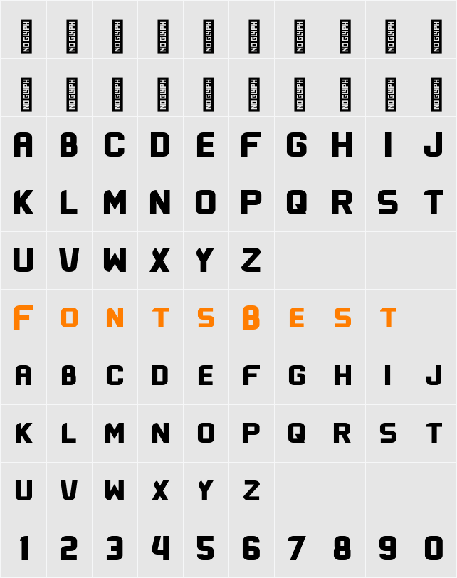 Flatwheat Upright Character Map