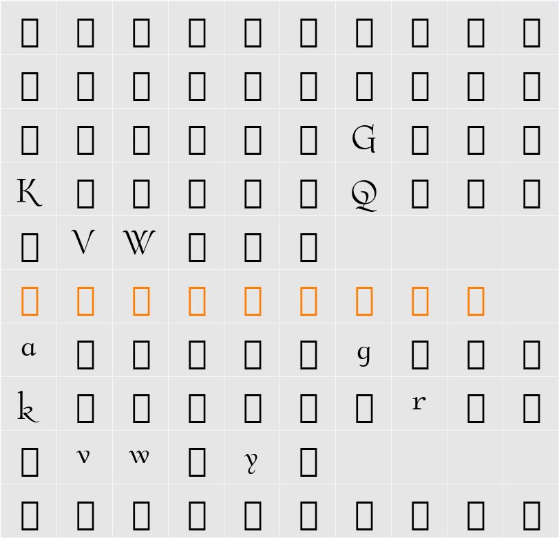BernhardMod Alt BT Character Map