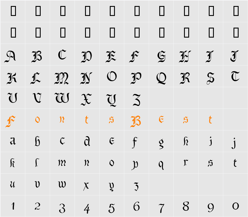 BeneCryptine Character Map