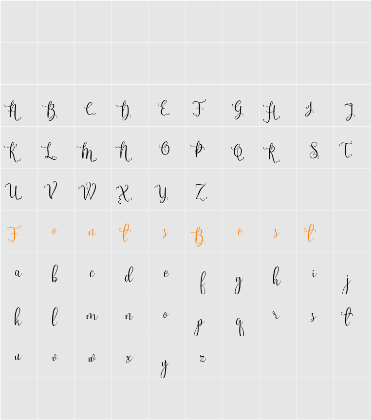 Sweetgentle Character Map