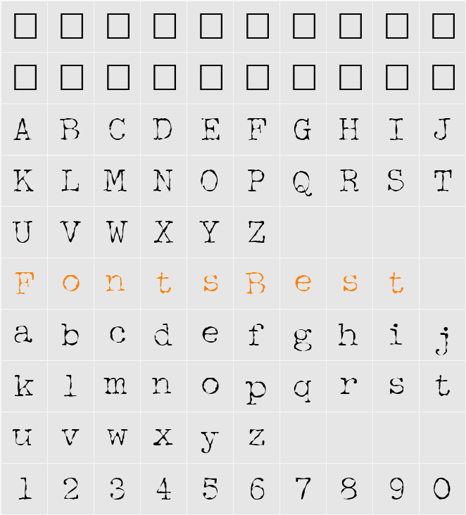 FifthCopySSK Character Map