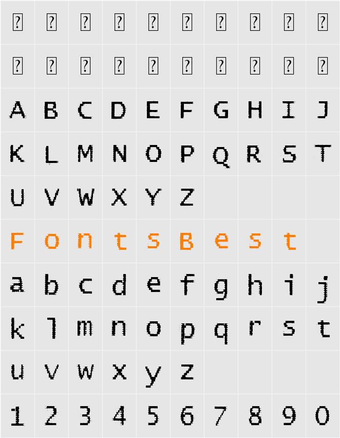 BadPad Distressed Character Map