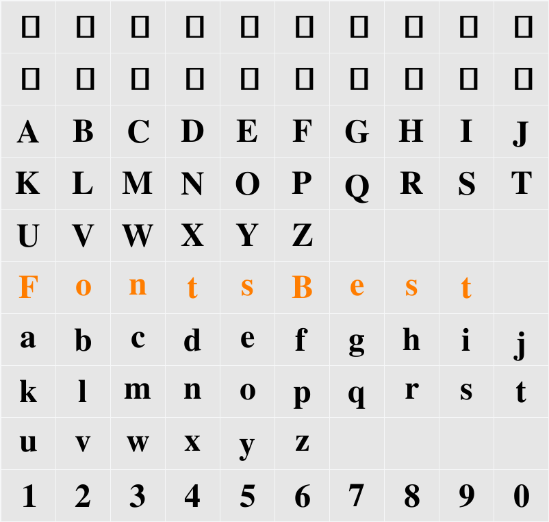 FreeSerif Character Map