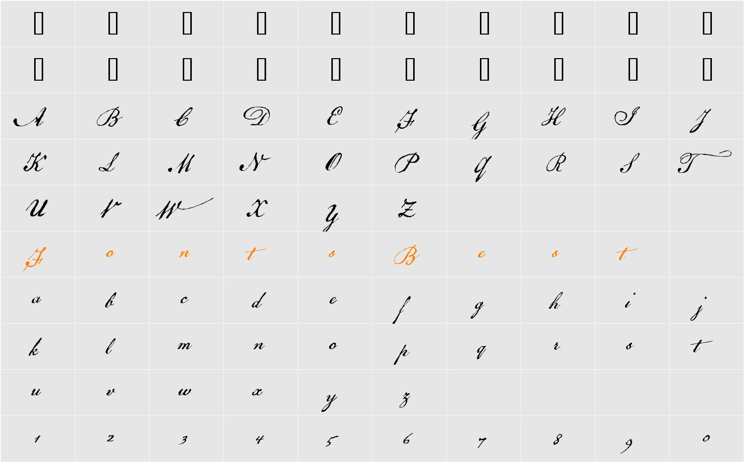 National Archive Character Map