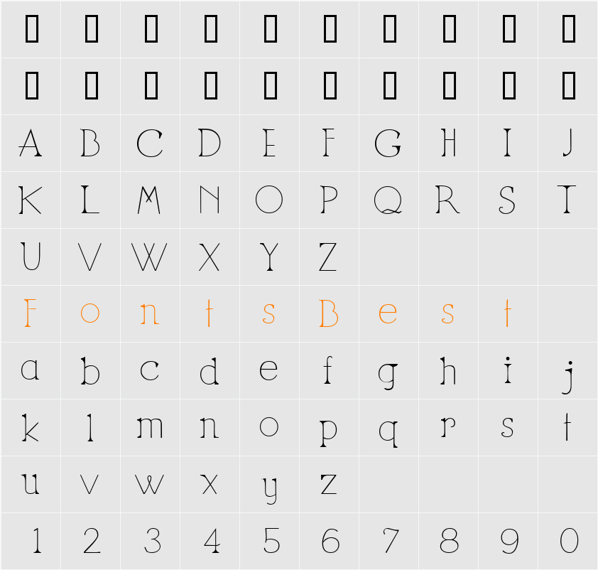 Bilancio Character Map