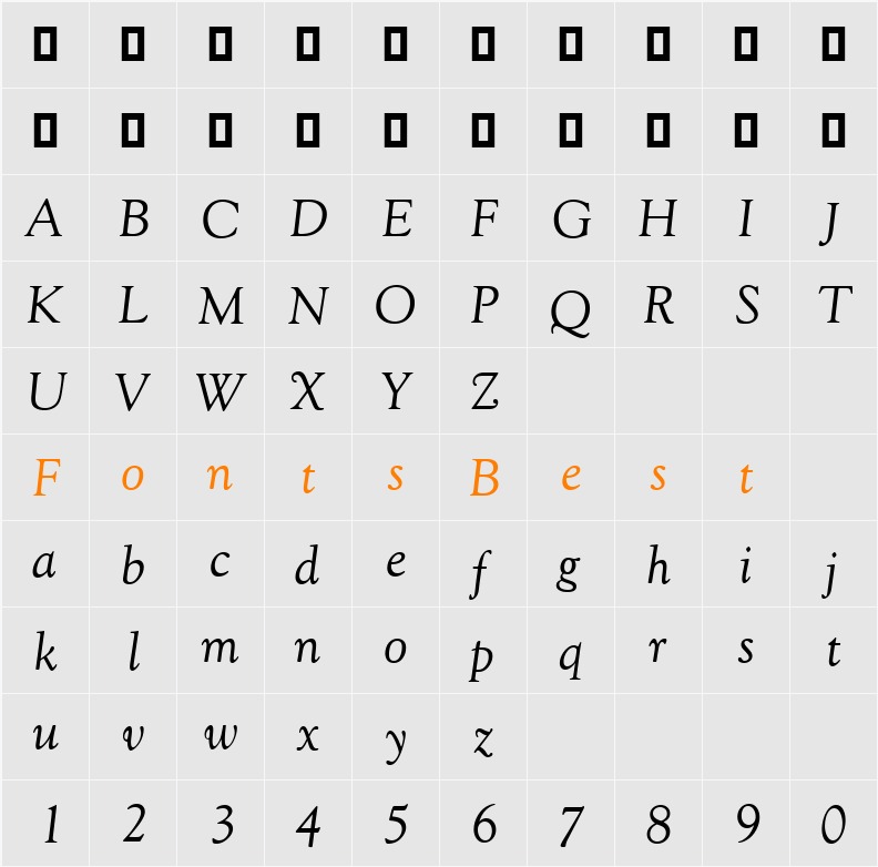 Goudy Old Style CG ATT Character Map