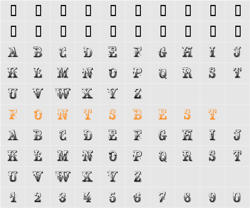 DanceHallCaps Character Map