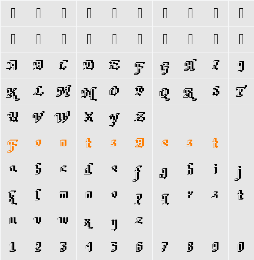 DTCRoughM75 Character Map