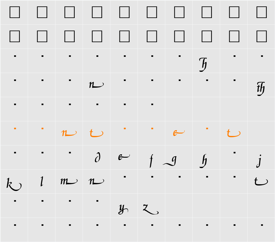 DanielaAlternates Character Map