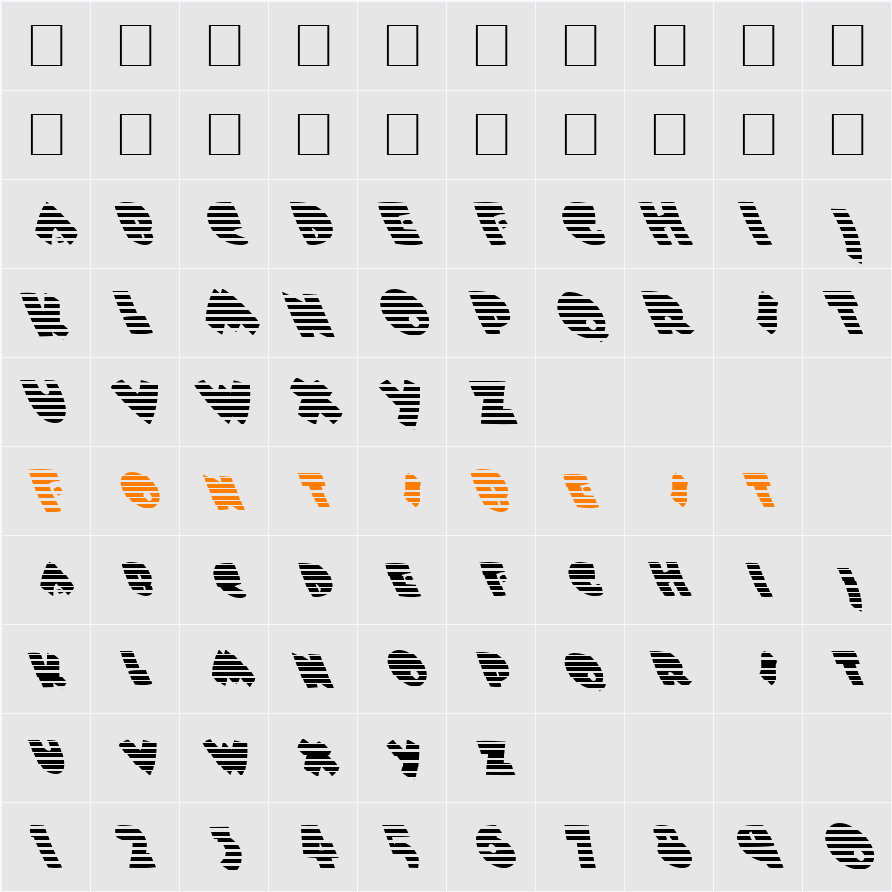 FZ JAZZY 9 STRIPED LEFTY Character Map