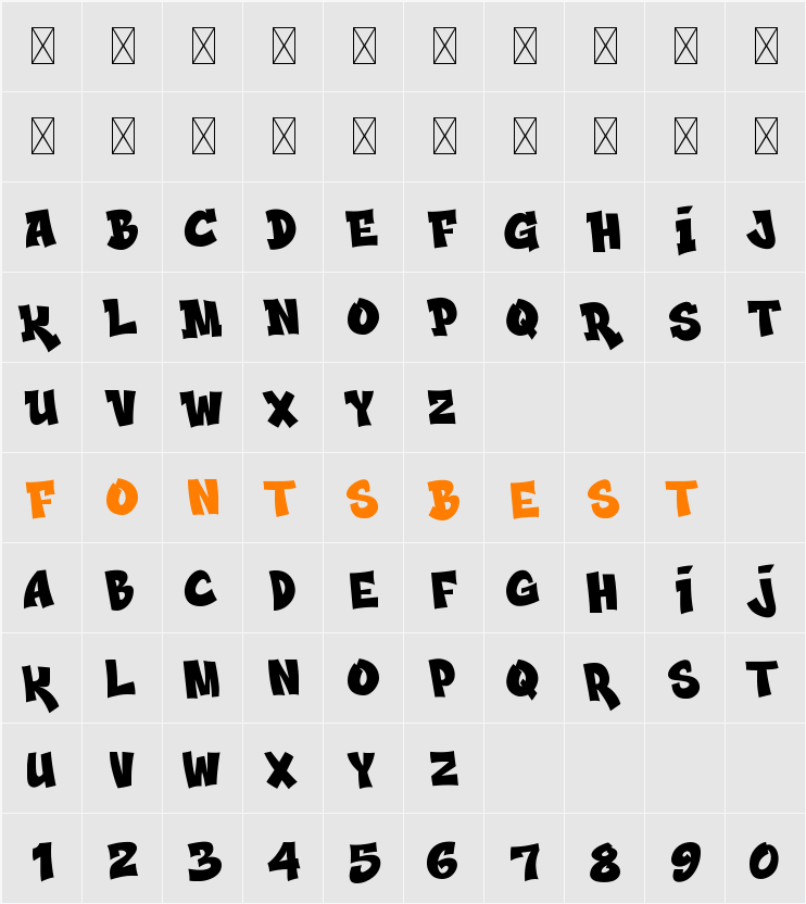 BOZART Character Map