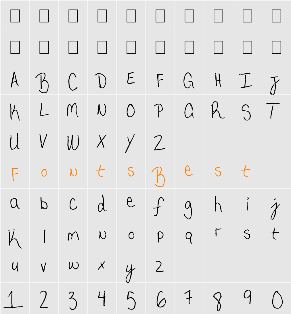 My very own handwriting. Character Map