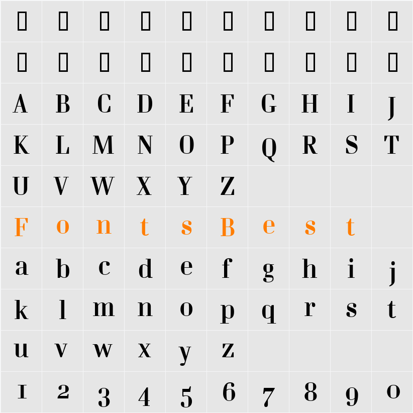 Danubia Bold Character Map