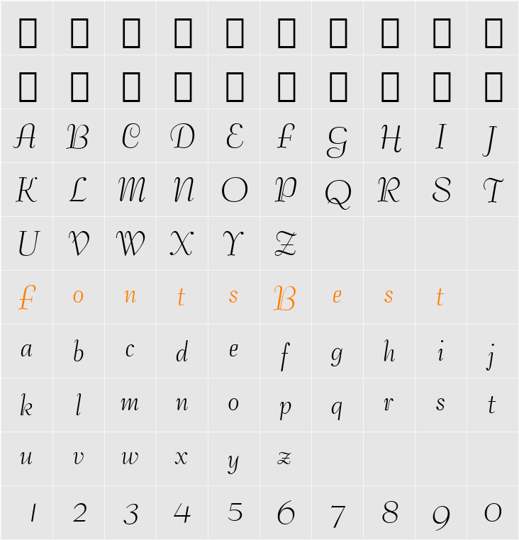 BernhardTango BT Character Map