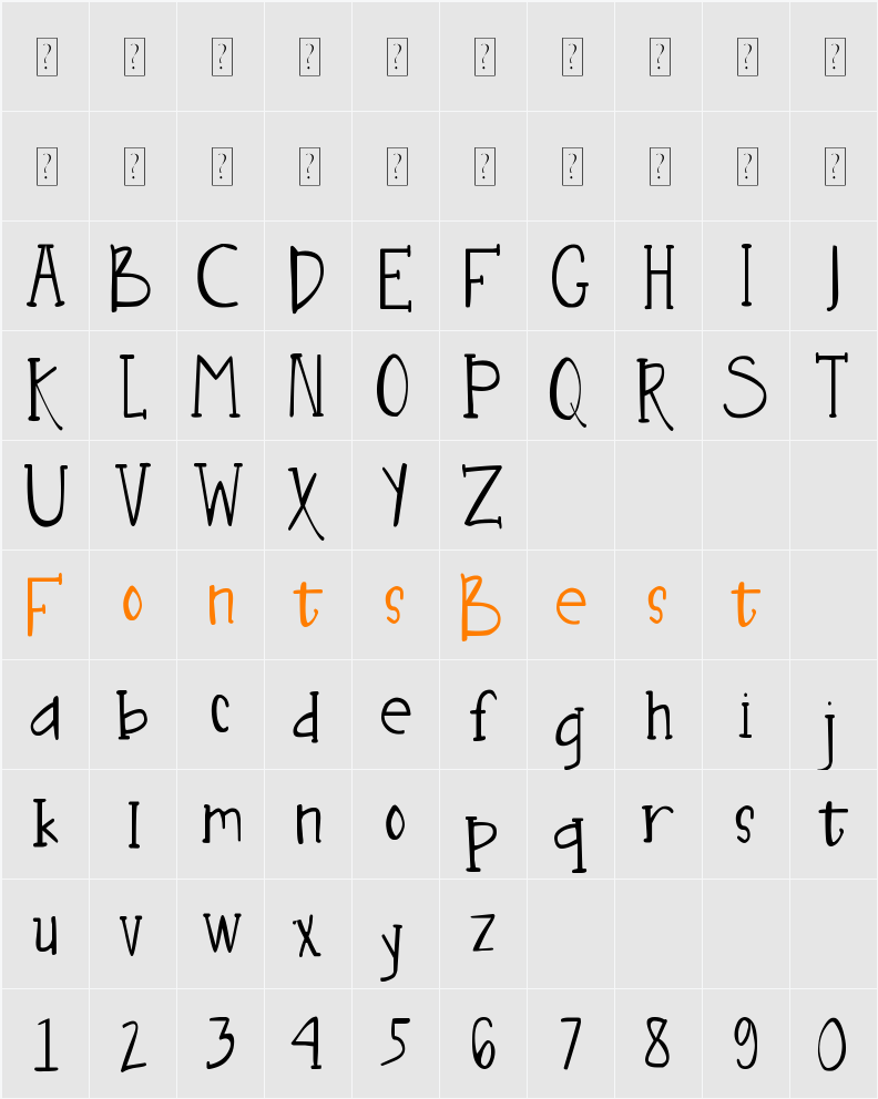 DJB Nouveau Straight Lite Character Map