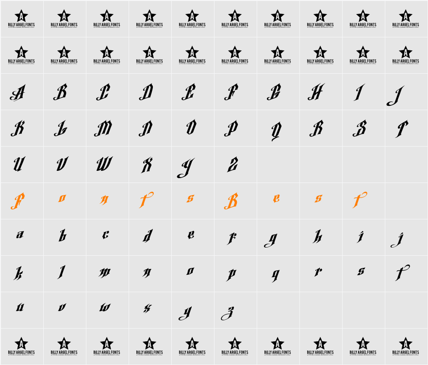 Argel Font Character Map