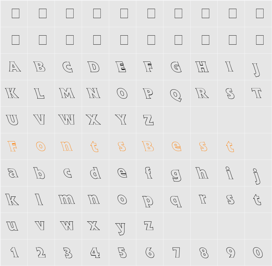 Flick Bold Hollow Lefty Character Map