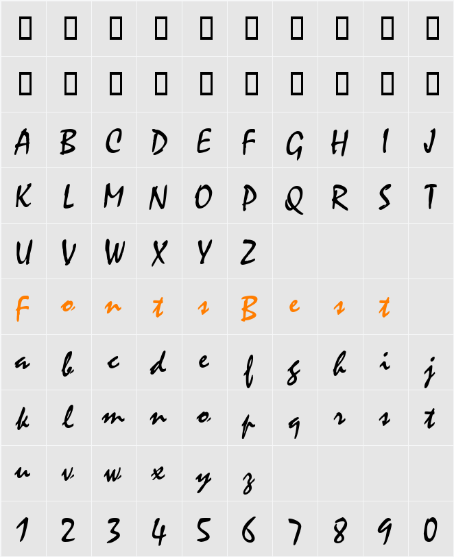 MysticalDB Character Map