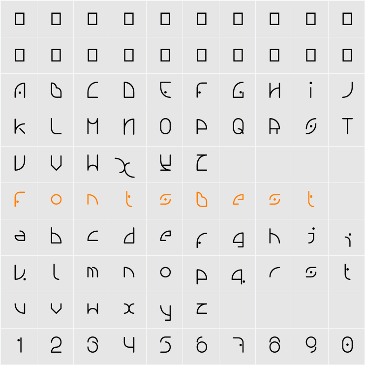 NGfont Character Map
