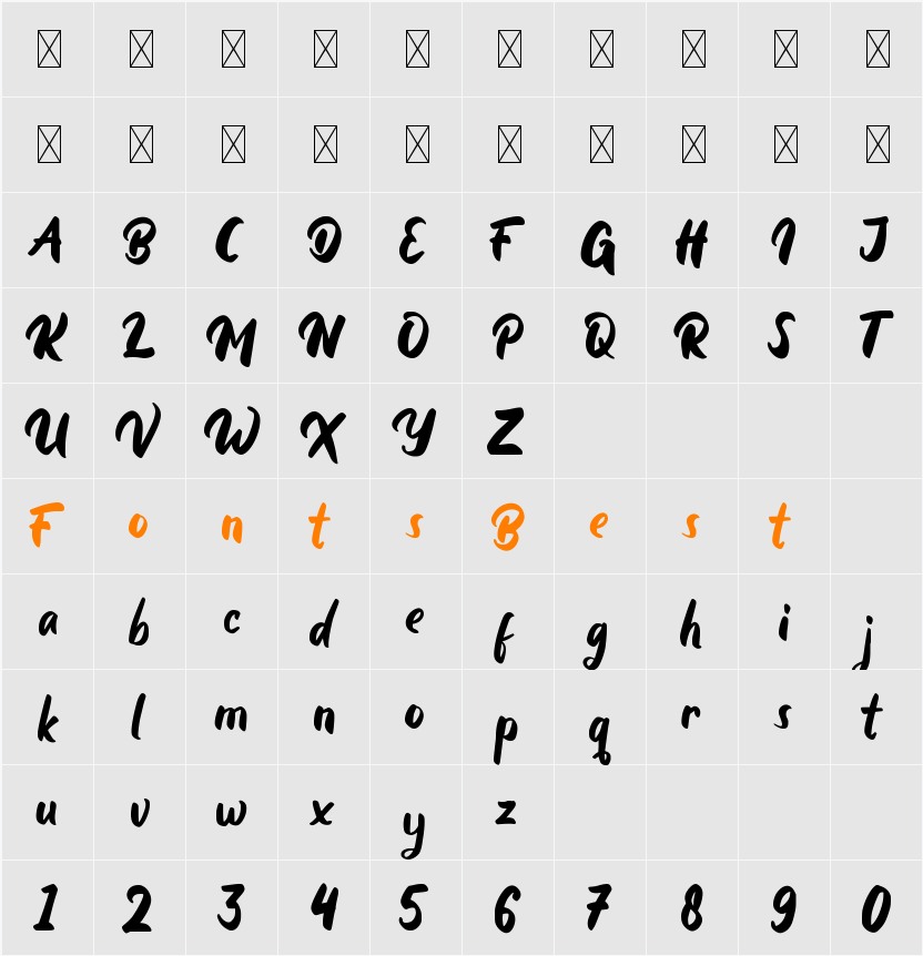 Agusta Character Map