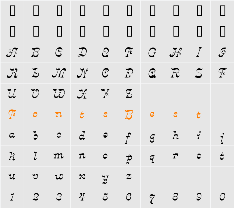 Crayonnette Character Map