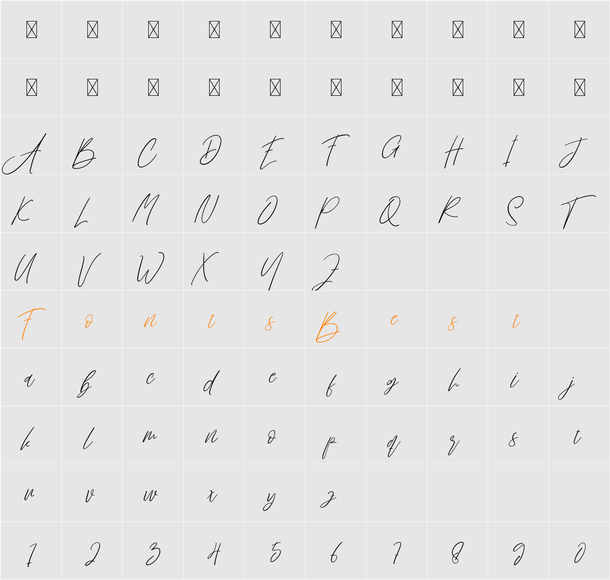 Brillian Signature Character Map