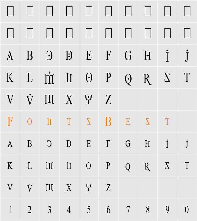 Fire Of Ysgard Condensed Character Map