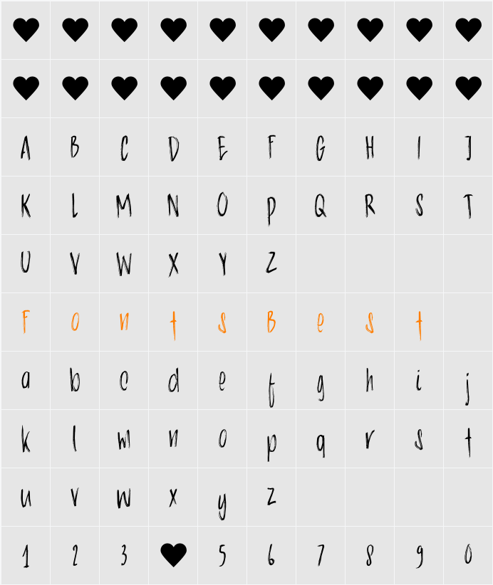 DK Chocolatte Character Map
