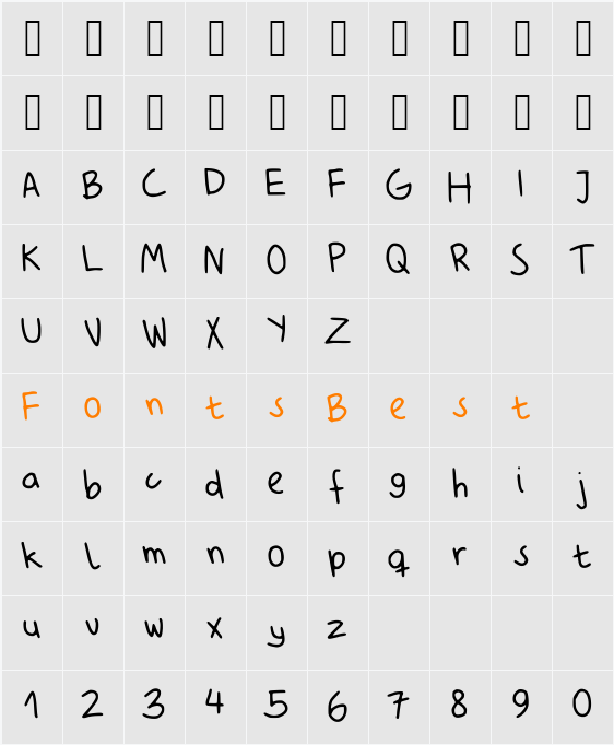 My_Unprofessional_Handwriting Character Map