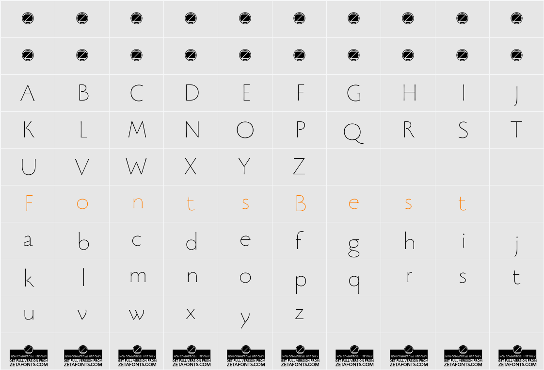 Beatrix Antiqua Thin Character Map