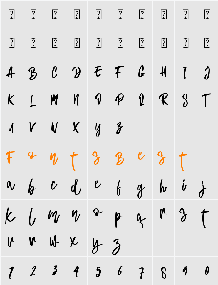 Brisella - Personal Use Character Map