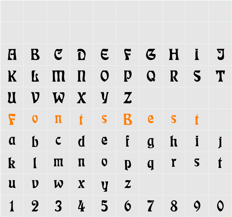 Badmann Character Map