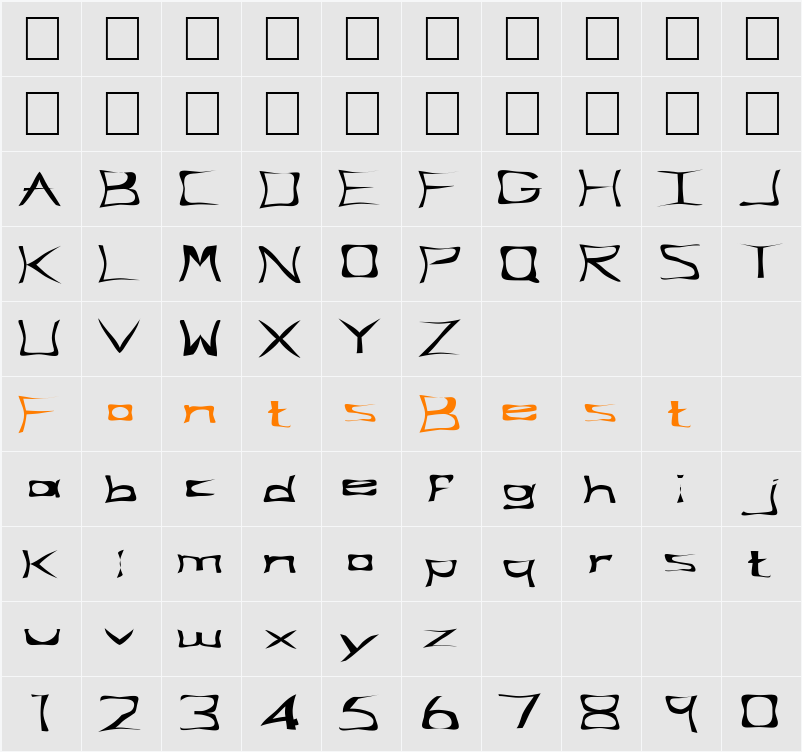FZ WARPED 34 EX Character Map