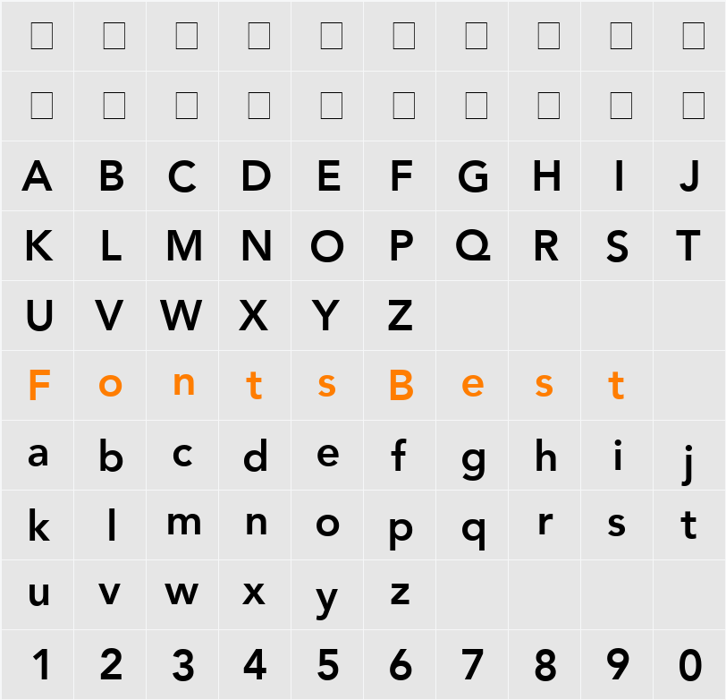 Avenir 85 Heavy Character Map