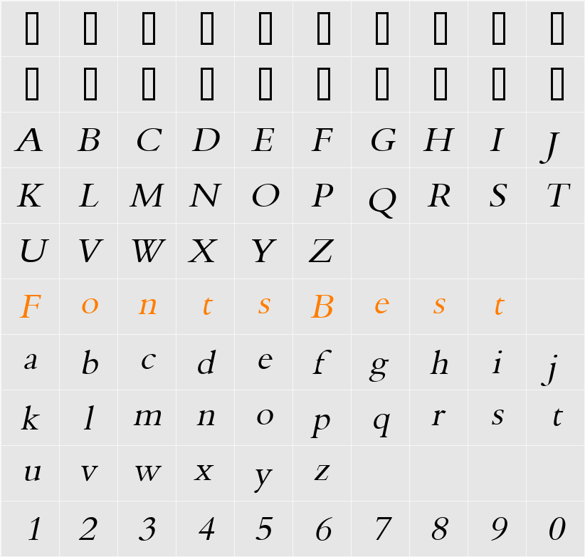 Nadine 2 Wide Character Map