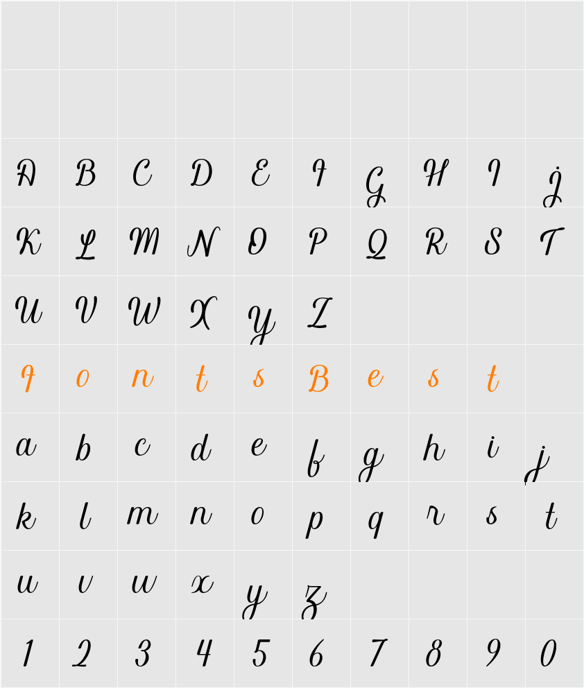 Blackine Character Map