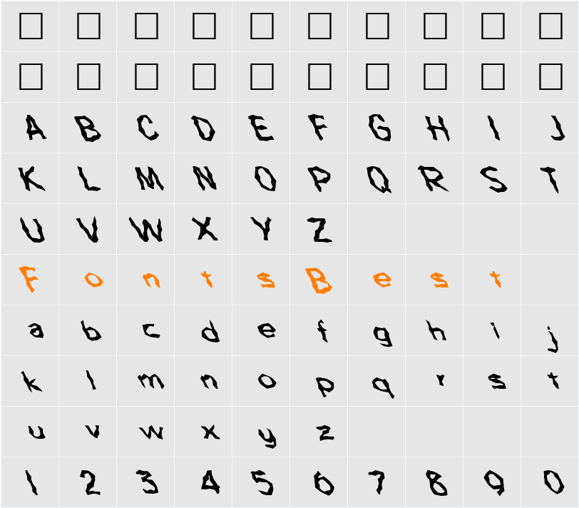 FZ WACKY 63 LEFTY Character Map