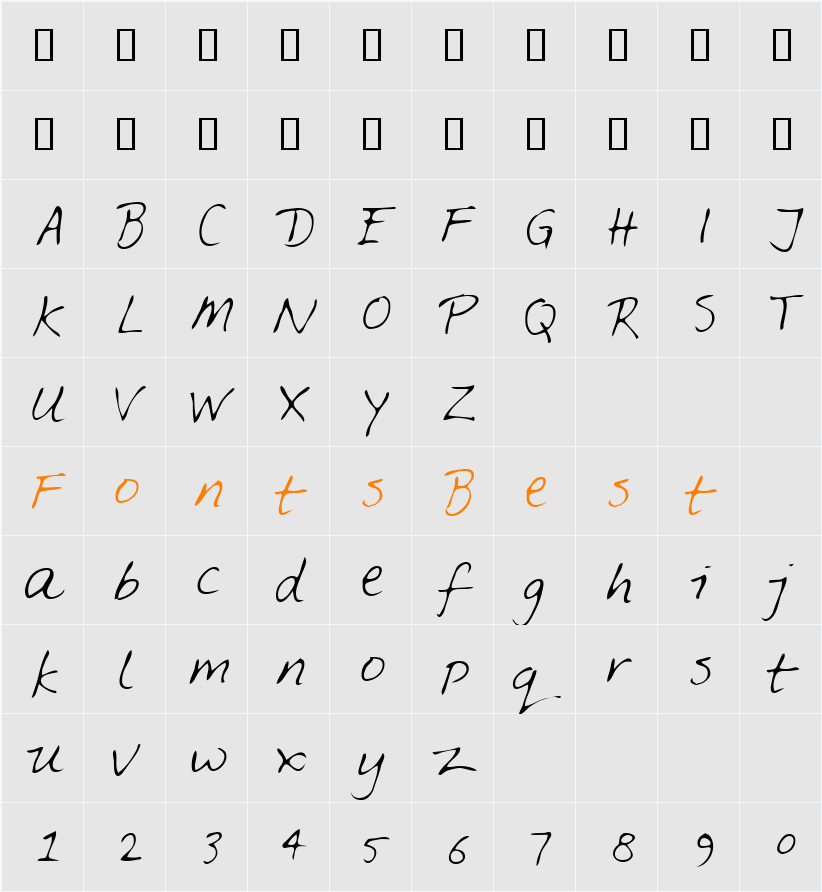 Feltpen Character Map