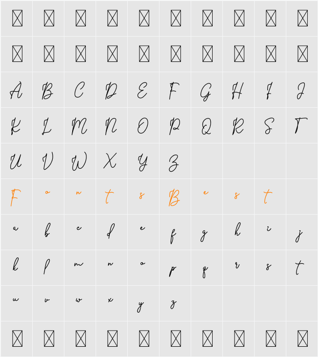 Barier Signature Personal Use Character Map