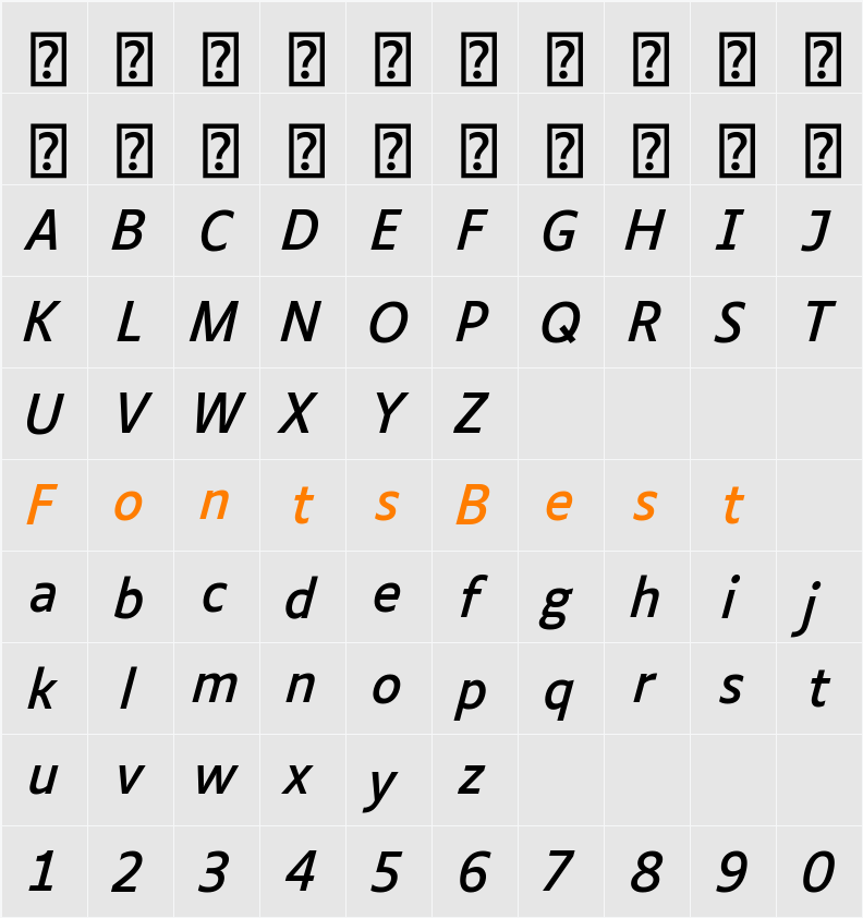 Luciole Character Map