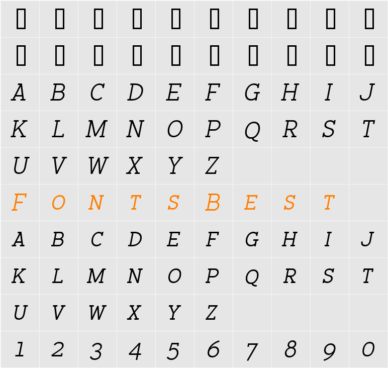BacktalkSerif BTN SC Character Map