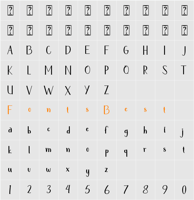 Anayu - Personal Use Character Map