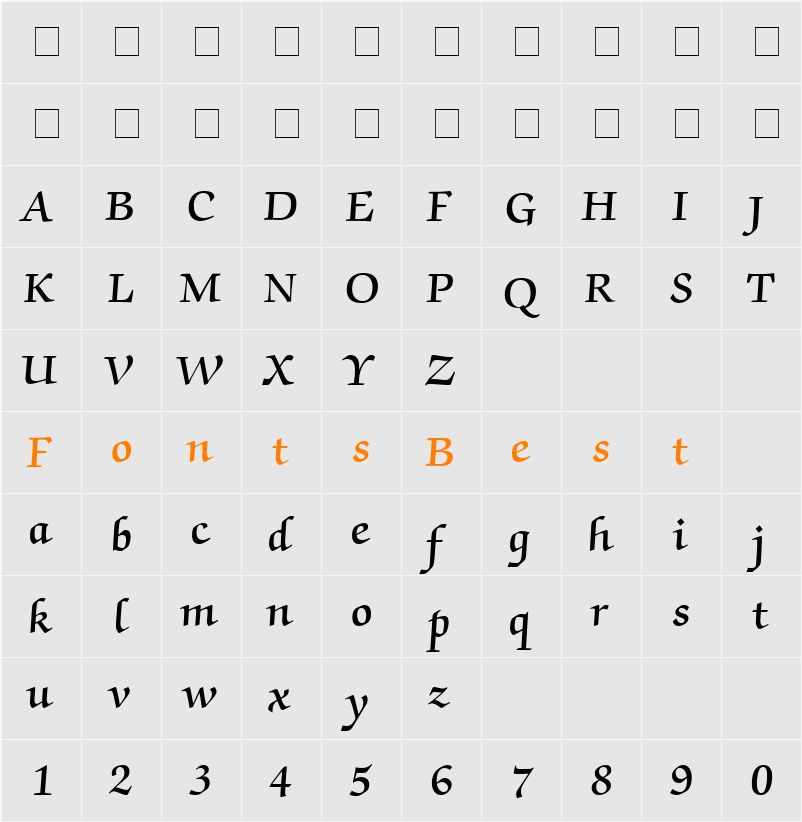 Chancery Script SSi Character Map