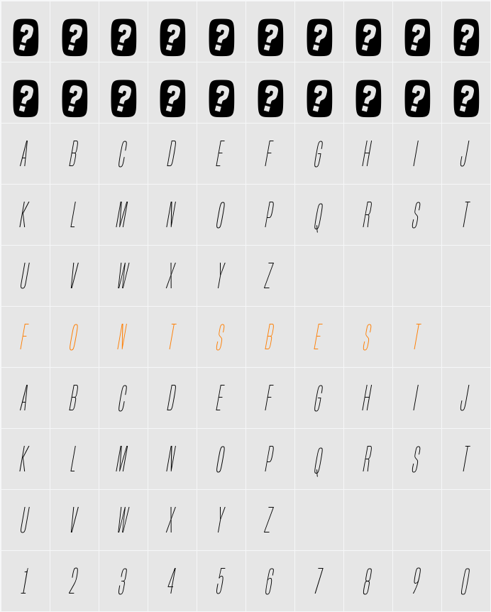 Built Titling El Character Map