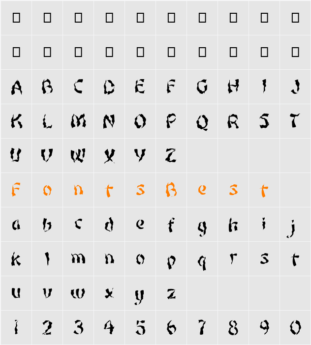 FZ UNIQUE 22 WAVEY Character Map